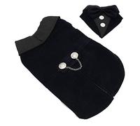 Dog Tuxedo Suit, Dogs Formal Wedding Attire, Stylish Canine Navy Blue Party Costume with Detachable Bow Tie for Small and Medium Dogs (XS)
