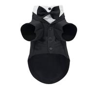 Dog Tuxedo Suit, Formal Pet Shirt Costume Wedding Attire with Black Bow Tie, Pet Outfit Apparel for Small Dogs Cats (Black, X-Large)