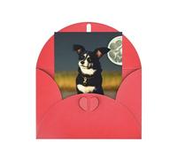 Dog Under Moon Greeting Card, 4x6 Inches, Heart-Shaped Envelope Packaging, #Suitable For All Occasions.