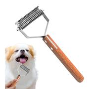 Dog Undercoat Rake - Double Sided Pet Grooming Tool, Stainless Steel Brush with Rounded Teeth, Removes Loose and Stubborn Tangles, Ideal for Salon Bath Spa Grooming