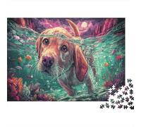 Dog Underwater 1000 Piece Jigsaw Puzzle Paper Jigsaw Puzzle for Adults Colourful Water Scene Relaxation 52x38cm/1000pcs