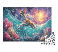 Dog Underwater Scene Jigsaw Puzzle for Adults 1000 Piece Jigsaw Puzzle Coral Sun Relaxing Gift 52x38cm/1000pcs