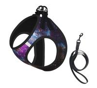 Dog Universe Galaxy Space. Printed Harness And Leash Set,Adjustable,Breathable Soft,Step-In Mesh Pet Vest Harness With Reflective Strip