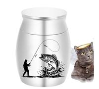 Dog Urns for Ashes,Aluminum Fishing Cats Urns for Dog Ashes | Coffin Box for Puppy Kitten Cremation Supplies Shelf Table Garden Yard Cemetery Funeral Animal Shelters