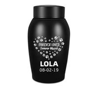 Dog Urns for Ashes, Pet Urn For Cats & Dogs | Laser-Engraved Pawprint & Angel Wing Designs, Stainless Steel Pet Cremation Box, Capacity 30lb, Black