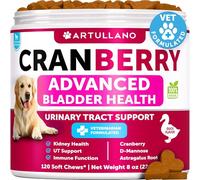Dog UTI Treatment - Cranberry Supplement & Bladder Control for Dogs - Urinary Tract Infection Incontinence Pill, Bladder Stones - UTI Medicine Treats - 120 Soft Chews for Kidney Support with Fish Oil