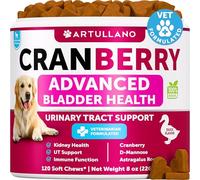 Dog UTI Treatment - Cranberry Supplement & Bladder Control for Dogs - Urinary Tract Infection Incontinence Pill, Bladder Stones - UTI Medicine Treats - 120 Soft Chews for Kidney Support with Fish Oil