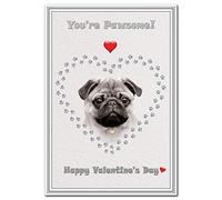 Dog Valentine Cards - Pug Corgi Westie Dogs etc - Funny Puns Cute Best Designs (Pug Valentine Card)