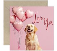 Dog Valentine's Day Card for Wife - Love You Balloons - Romantic Gift from Dog - Perfect for Dog Owners - Friendship Card - Ideal Anniversary Card to Wife, Husband, Boyfriend, Girlfriend