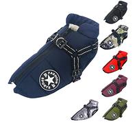 Dog Vest Coat Waterproof, Warm Vest With Harness Winter Warm and Soft 9 Color Navy L