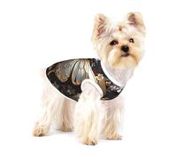Dog Vest, Gold White Butterflies Print Pet Tank Top Pullover Soft Puppy T-Shirt & Breathable Cat Clothes for Small Breeds L