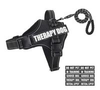 Dog Vest Harness and Leash Set, Animire Reflective Service Dog Vest with 10 Patches, 3 Rings No Choke Pet Vest for Leash Placement, in Training Dog Harness for Small Medium Large Dogs(Black,XL)