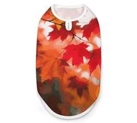 Dog Vest Pet Vest Dog Post Surgery Body Suit Cold Weather Coat Autumn Fall Red Maple Leaves Printed for XS S M Dogs Male Or Female