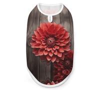 Dog Vest Pet Vest Dog Post Surgery Body Suit Cold Weather Coat Flower Red Dahlia Printed for XS S M Dogs Male Or Female