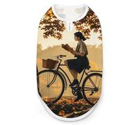 Dog Vest Pet Vest Dog Post Surgery Body Suit Cold Weather Coat Silhouette of A Girl Reading on A Bicycle Under A Tree in The Fall Printed for XS S M Dogs Male Or Female