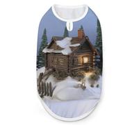 Dog Vest Pet Vest Dog Post Surgery Body Suit Cold Weather Coat Wooden Rustic Log Cottage Scenery Printed for XS S M Dogs Male Or Female