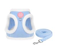 Dog Vest Style Plush Chest Strap, Reflective Dog Harness for Autumn and Winter, Dog Harness Small, Winter Harness with Lead Pets, for Small Medium Pets, with Pull Rope for Dogs, Blue Kiuiom