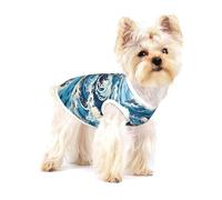 Dog Vest, Ukiyo-e style waves Print Pet Tank Top Pullover Soft Puppy T-Shirt & Breathable Cat Clothes for Small Breeds L