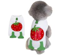 Dog Vest with D-Ring,Pet Summer Cartoon T-Shirt Pumpkin Strawberry French Fries Pattern Cat Dog Breathable Tank Top for Cat Puppy Small Medium Dogs_M(Strawberry)
