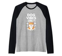 Dog Vibes Only Shiba Inu Cute Puppy Dog Lover Raglan Baseball Tee