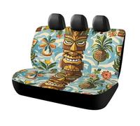 Dog Vintage Aloha Tiki Pattern Car Seat Cover Scratchproof Rear Seat Protector Waterproof & Easy Install Universal Fit Back Seat Covers for Suvs Trucks Sedans Vans Automotive Interior Accessories