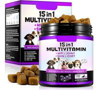 15-in-1 Dog Vitamins and Supplements, 150 Chews Dog Vitamins, for Dogs Hip and Joint, Skin Coat, Skin Health, Gut Health, Heart Health, for All Breeds and Ages Dogs
