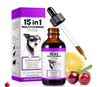 Dog vitamins and supplements, 15 in 1 Dog Multivitamin Drops, 60ml multivitamin for dogs, Helps with Immune System, Skin and Coat, Gut Health and Heart Health Digestion