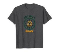 Dog Walk O'Clock: Playful Pet Lover's Retro Clock T-Shirt, Men, Dark Heather Grey, S