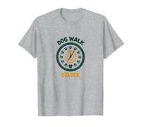 Dog Walk O'Clock: Playful Pet Lover's Retro Clock T-Shirt, Men, Heather Grey, 3XL