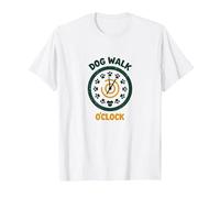 Dog Walk O'Clock: Playful Pet Lover's Retro Clock T-Shirt, Men, White, XXL
