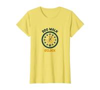 Dog Walk O'Clock: Playful Pet Lover's Retro Clock T-Shirt, Women, Lemon, M