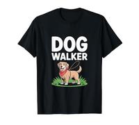 Dog Walker Illustrated Canine Companion Value Graphic T-Shirt, Men, Black, M