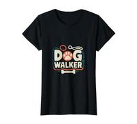 Dog Walker Paw Print Enthusiast Value Graphic T-Shirt, Women, Black, S
