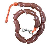 Dog Walking Accessory for Everyday Pet Parents, Sausage Shape Leash with Molded Segments, Rope Connector, Silver Clasp Pet Leash Novelty Walker Sausage Shaped Walking Accessory Segmented Dog Outing