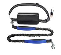 Dog Walking Belt Bag with Adjustable Waist Belt, Hands Free Dog Leash with Zipper Pouch, Reflective Bungee Running Long Extendable Dogs Lead for Large Dogs Retractable Bungee(Blue)