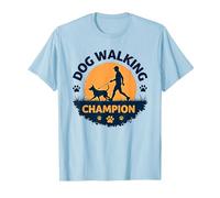 Dog Walking Champion Pet Lover Sunset Silhouette T-Shirt, Men, Baby Blue, L