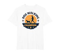 Dog Walking Champion Pet Lover Sunset Silhouette T-Shirt, Men's Big and Tall, White, 6X Tall
