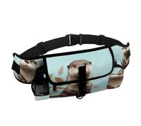 Dog Walking Fanny Pack with Water Bottle Holder - Cute Otter Dog Treat Pouches for Pet Training Bag Hands-Free Outdoor Pet Walking Bag for Hiking Kibbles, Adjustable Strap