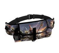 Dog Walking Fanny Pack with Water Bottle Holder - Guan Yu Rides A Motorcycle Dog Treat Pouches for Pet Training Bag Hands-Free Outdoor Pet Walking Bag for Hiking Kibbles, Adjustable Strap