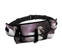 Dog Walking Fanny Pack with Water Bottle Holder - White Swan Dog Treat Pouches for Pet Training Bag Hands-Free Outdoor Pet Walking Bag for Hiking Kibbles, Adjustable Strap