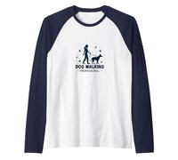 Dog Walking Professional: Pet Care Service Logo Raglan Baseball Tee, Men, Navy/White, L