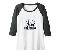 Dog Walking Professional: Pet Care Service Logo Raglan Baseball Tee, Women, Dark Heather/White, L