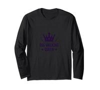 Dog Walking Queen: Royal Pet Lover Long Sleeve T-Shirt, Adult Unisex, Black, S