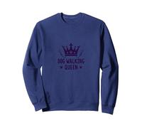 Dog Walking Queen: Royal Pet Lover Sweatshirt, Adult Unisex, Navy, M