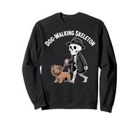 Dog-Walking Skeleton Funny Grim Reaper Pet Humor Sweatshirt