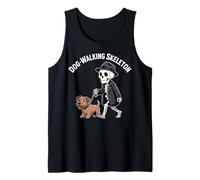 Dog-Walking Skeleton Funny Grim Reaper Pet Humor Tank Top
