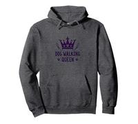 Dog Walking Yas Queen: Royal Pet Lover Pullover Hoodie, Adult Unisex, Dark Heather Grey, Medium