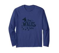 Dog Walks & Talks: Canine Companionship Long Sleeve T-Shirt, Adult Unisex, Navy, XXL
