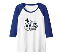 Dog Walks & Talks: Canine Companionship Raglan Baseball Tee, Women, Royal Blue/White, M