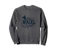 Dog Walks & Talks: Canine Companionship Sweatshirt, Adult Unisex, Dark Heather Grey, S